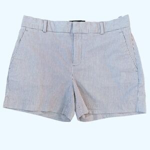 Banana Republic Factory Coastal Seersucker 4" Shorts 0 Gray White Striped Preppy